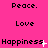 Pixelated text on bright pink background with animated white sparkles appearing near 'Happiness' words