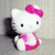 White cat with pink bow, pink dress, and black eyes on gray background; white cat with pink bow and yellow nose on white background; green and pink cat head outlines on white background.