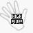 six identical hand icons with 'HIGH FIVE!' text, each showing a light gray outline on white background