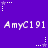 Purple background with white pixelated text 'AmyC191' repeated in two , surrounded by small white and purple star-like shapes with dotted lines