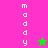 A split-screen animation shows two vertical with 'maddy' text; the top-right has a green star, the bottom-left has a pink star
