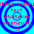 Four identical circular blue spiral patterns on a cyan background with red text reading 'text whatever. whenever.' and a smiley face in the center of each spiral.