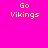 Four variations of 'Go Vikings' text with green bars on a bright pink background, each showing different placement and color combinations.