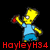 Yellow cartoon character in light blue shirt and blue shorts holds red object, with text below in red, green, and cyan.