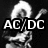 Black-and-white animated icon of a skeleton playing a guitar, with text overlays reading "AC/DC" and "ANGUS YOUNG".