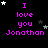 Black background with pink text reading "I love you Jonathan" and scattered white and gray stars in a