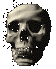 A grayscale skull icon with varying facial expressions across four of identical