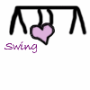 swing-set icons with pink hearts, each labeled with text like "Swing," "FROM THE TANGLES," and "OF MY HEART" in varying fonts and colors