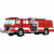 A 50x50 pixel animated firetruck icon displayed on a white background, with green text reading "Original Icons .com" on the right side of the contact sheet.