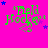 Green 'Field Hockey' text with purple outline on bright pink background, surrounded by blue and purple stars in various positions.