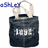 A pixelated black tote bag with white handles and the word 'LOVE' in block letters on its front, partially obscured by a blue pixelated text element above.