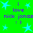Green background with blue stars and purple text reading 'i love nick jonas :)' repeated in a pattern