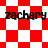 Red and white checkered background with four instances of the text 'zachary' in black pixelated font, arranged in two of two