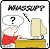 A split-screen animated contact sheet showing two frames of a pixelated cartoon icon with text and character elements on white and green backgrounds.