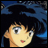A 48x48 pixel buddy icon featuring a split composition with an anime character on the left and text elements on the right, displayed as part of a contact sheet.