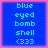 Blue square icon with cyan text listing 'blue eyed bomb shell (333)' on a pink background.