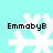 Four identical pixelated snowflakes on a light cyan background with black text reading "EmmabyB" positioned above each.