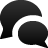 Black and white pixelated icon showing a curved shape above a speech bubble shape on a light gray background.