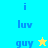 A split-screen animation with blue text 'i luv guy' on cyan and yellow backgrounds, featuring a star symbol that changes color from yellow to light blue.