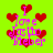 Bright green background with red heart shapes and pink text reading "I Love Justin Bieber" in pixelated font.