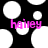 Black background with white circular shapes and pink text reading 'hairy' in pixelated font.