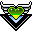 Pixelated heart-shaped icons with wings, arranged in a on gray background; each icon features gradient colors and layered triangular shapes beneath the hearts