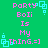 Green background with pink text reading 'Party Boi Is My Thing. =]' and light blue square-shaped icons arranged in a pattern