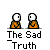 Animated contact sheet of 15 frames showing pixel art characters with orange bodies and white heads in various poses, some with text bubbles containing phrases like "PSH..." and "WHITE BUDS CAN'T DANCE", all labeled "The Sad Truth" below each frame.
