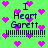 Green background with pink pixelated hearts and dark blue text reading "I Heart Garett" in two vertical sections, each section containing a horizontal line of short bars below the text.