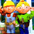 Two pixelated cartoon characters in overalls and hard hats stand side-by-side on a green background with "Original Icons .com" text.