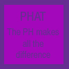 Static purple square with layered text reading 'PHAT The PH makes all the difference' in dark purple font.