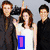 A static image shows four people in a group photo with text overlays: a blue rectangle with a purple vertical bar, green-outlined red text "luv," and purple-outlined pink text "wiligh."