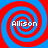 Four identical spiral patterns in red and blue with the text 'Allison' overlaid on each, arranged in a