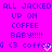 Pixelated text and symbols on a bright pink background with repeated phrases and heart icons.