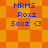 Blue pixelated text on orange checkered background with diamond pattern, two identical sets of three lines stacked vertically.