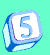 A 4-frame contact sheet of a blue and white cube-shaped icon with the number '5' on one face, rotating against a cyan background.