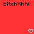 Red background with black text 'bitchhhhh:' repeated twice at top, two white pixelated hearts below center.