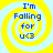 Yellow and light blue spiral background with blue text reading "I'm Falling for u<3" in four identical quadrants.