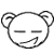 Six identical cartoon bear head icons arranged in two on a gray background, each with closed eyes and a smiling mouth