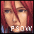Pixelated character with red hair and blue eyes, showing text variations below the face.