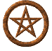 Brown textured pentagram inside a circular ring, displayed in multiple orientations including full circle, partial ring, and rotated positions.