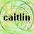 Two identical animated frames showing the name "caitlin" in black text over a green and yellow pixelated background with circular patterns.