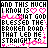Pixelated text-based buddy icon with black block letters on white background, pink heart symbols and decorative elements.