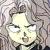 Pixelated grayscale image of a stylized face with closed eyes, light-toned skin, and dark hair against a mottled background.