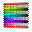 A 3x3 contact sheet of eight animated rainbow striped frames with rounded corners, each frame showing a different horizontal stripe pattern variation against a gray background.