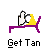 identical pixel art icons showing a person lying on a purple lounge chair with yellow towel, white sunglasses, and a hand raised, each labeled 'Get Tan' below