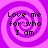 Four identical with purple spiral backgrounds display the text "Love me for who I am" in black pixelated font