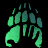 A 4-frame animated contact sheet showing a bear paw print icon with