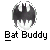 Five pixelated Batman-themed icons display a bat symbol with varying positions of the Batman figure, each labeled "Bat Buddy" below.