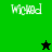 Green and black pixelated with mirrored text and star symbols changing between frames